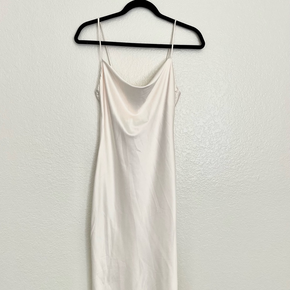 Satin cowl neck midi dress